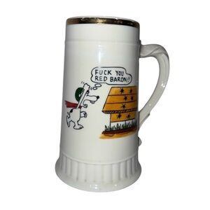 VTG MCM Snoopy Beer Mug F You Red Baron Snoopy 60s Vietnam Era Drinkware Adult